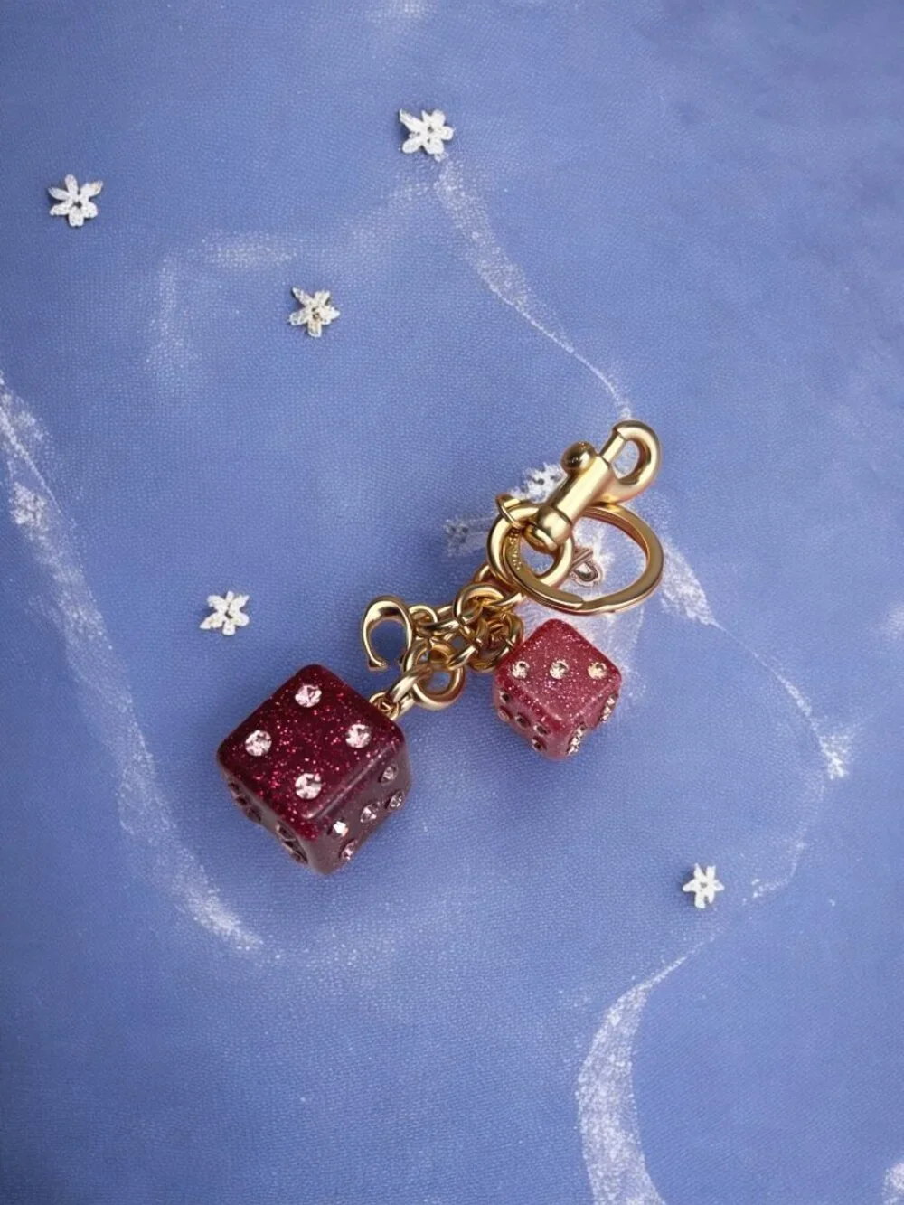 🌸Coach Gold and Pink Dice Keychain